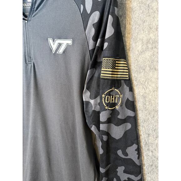 Virginia Tech x OHT Military Appreciation Camo 1/4 Zip Black Pullover - Medium - Picture 3 of 8